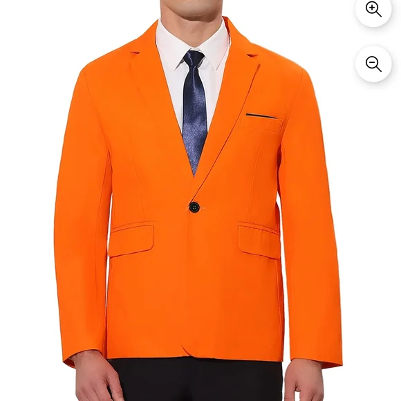 Vibrant Orange Men's Blazer - Picture 2 of 6
